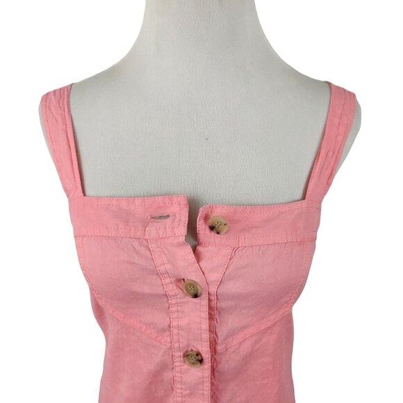 Theory Dress Button Down Pockets Linen Blend Summer Tank Dress Salmon Women's 0 - Picture 6 of 11